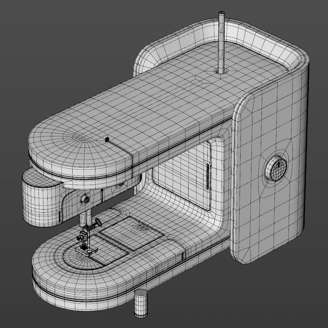 Front wireframe view of the sewing machine concept