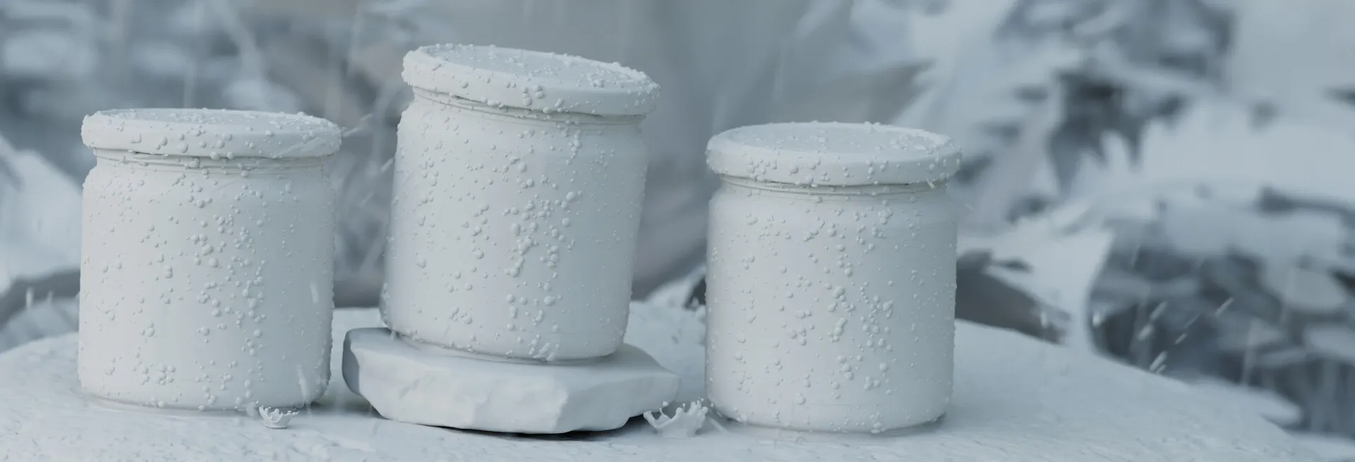 Lambert render of Monki BIO products in the rain