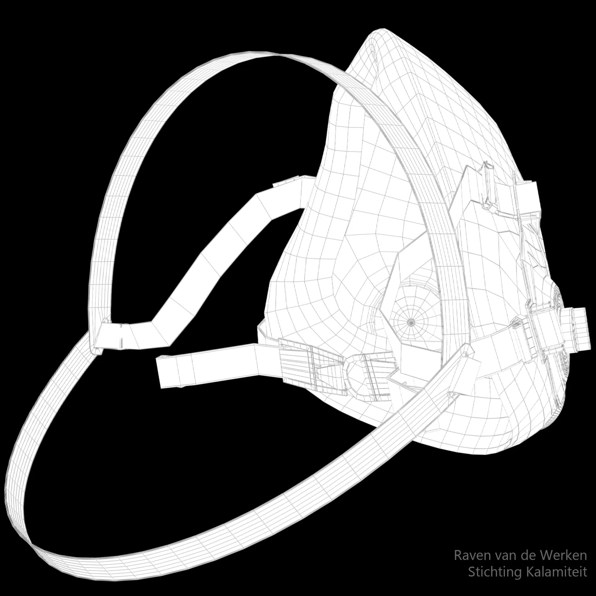 Wireframe of the side of the respirator