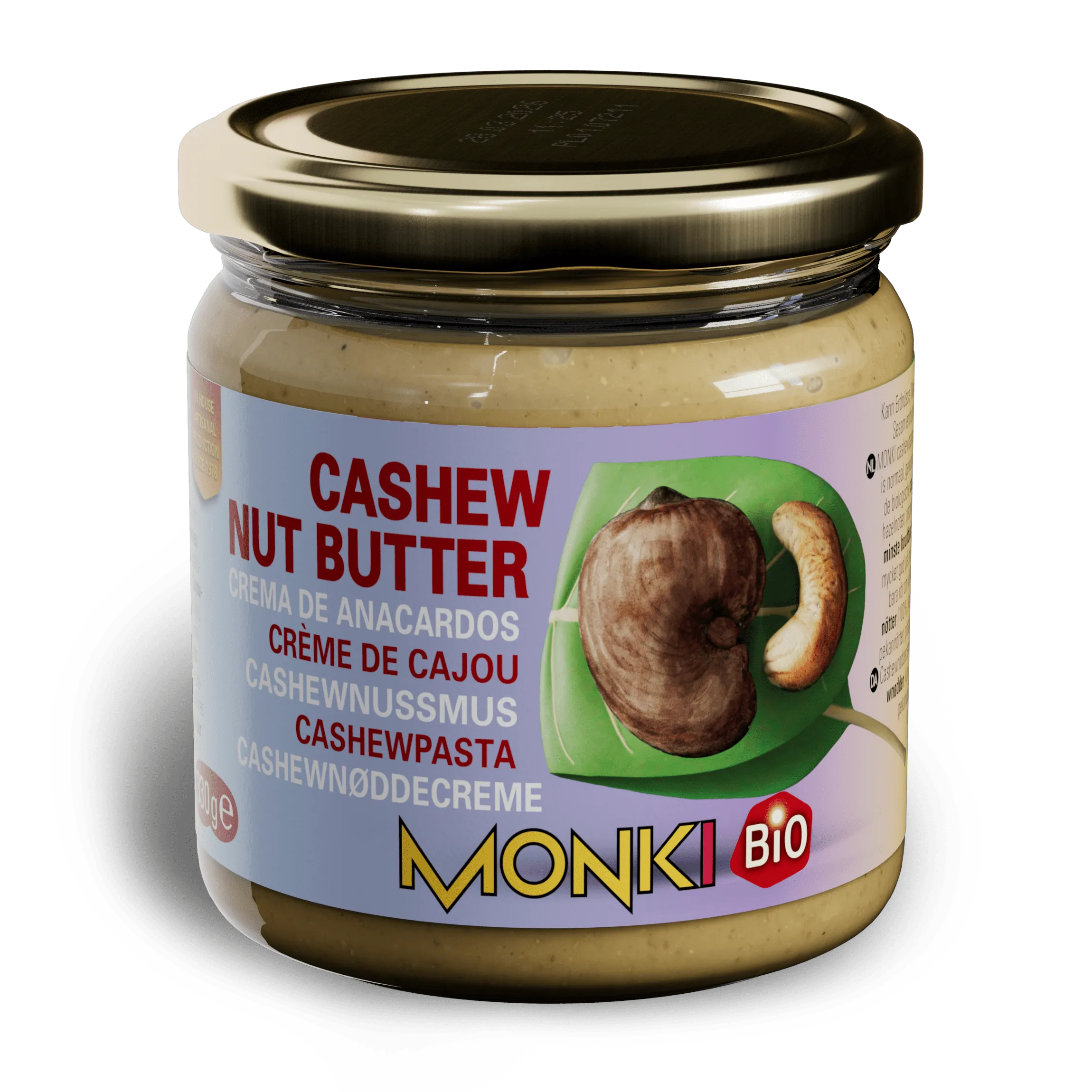 MONKI BIO Cashew butter label