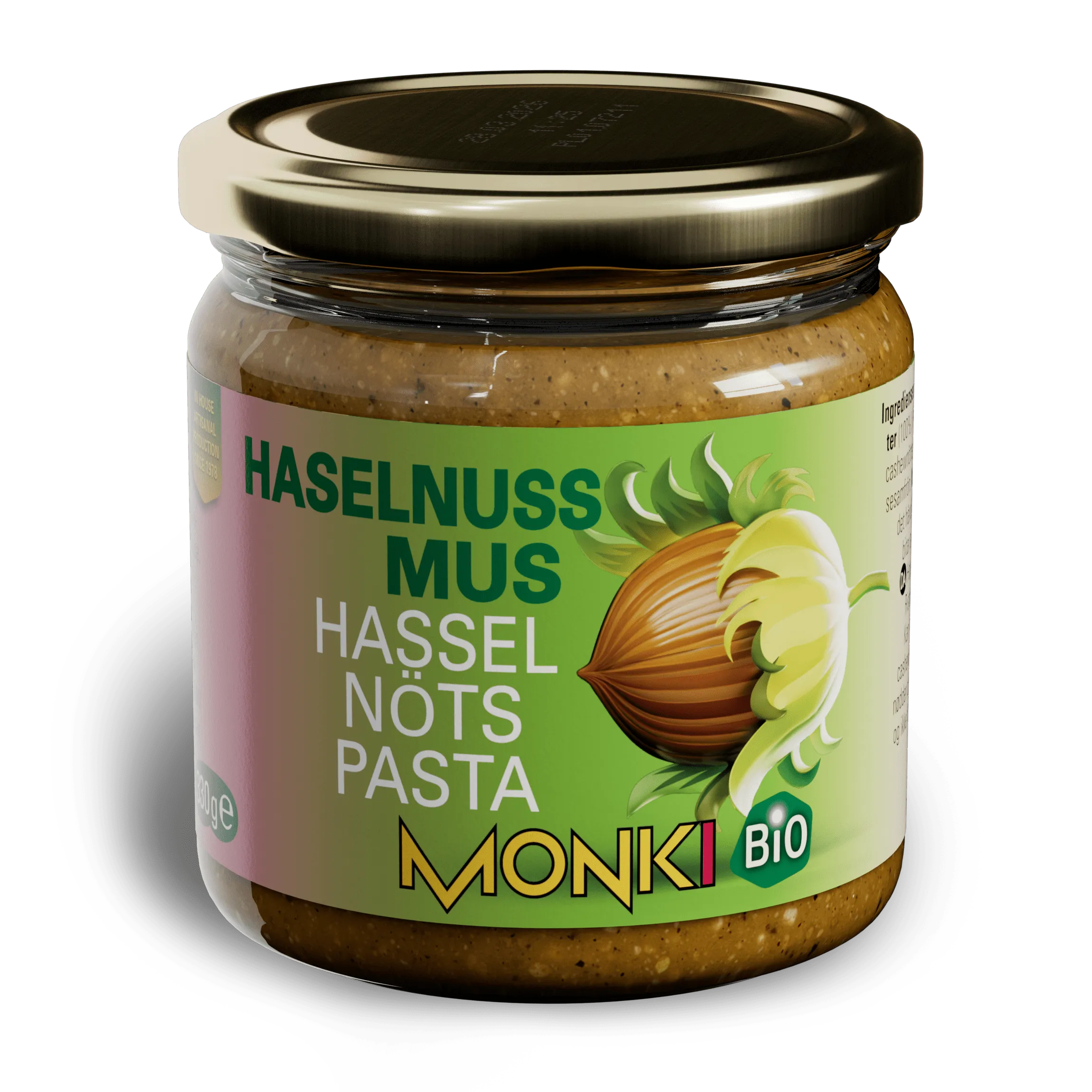 MONKI BIO Hazelnut butter label
