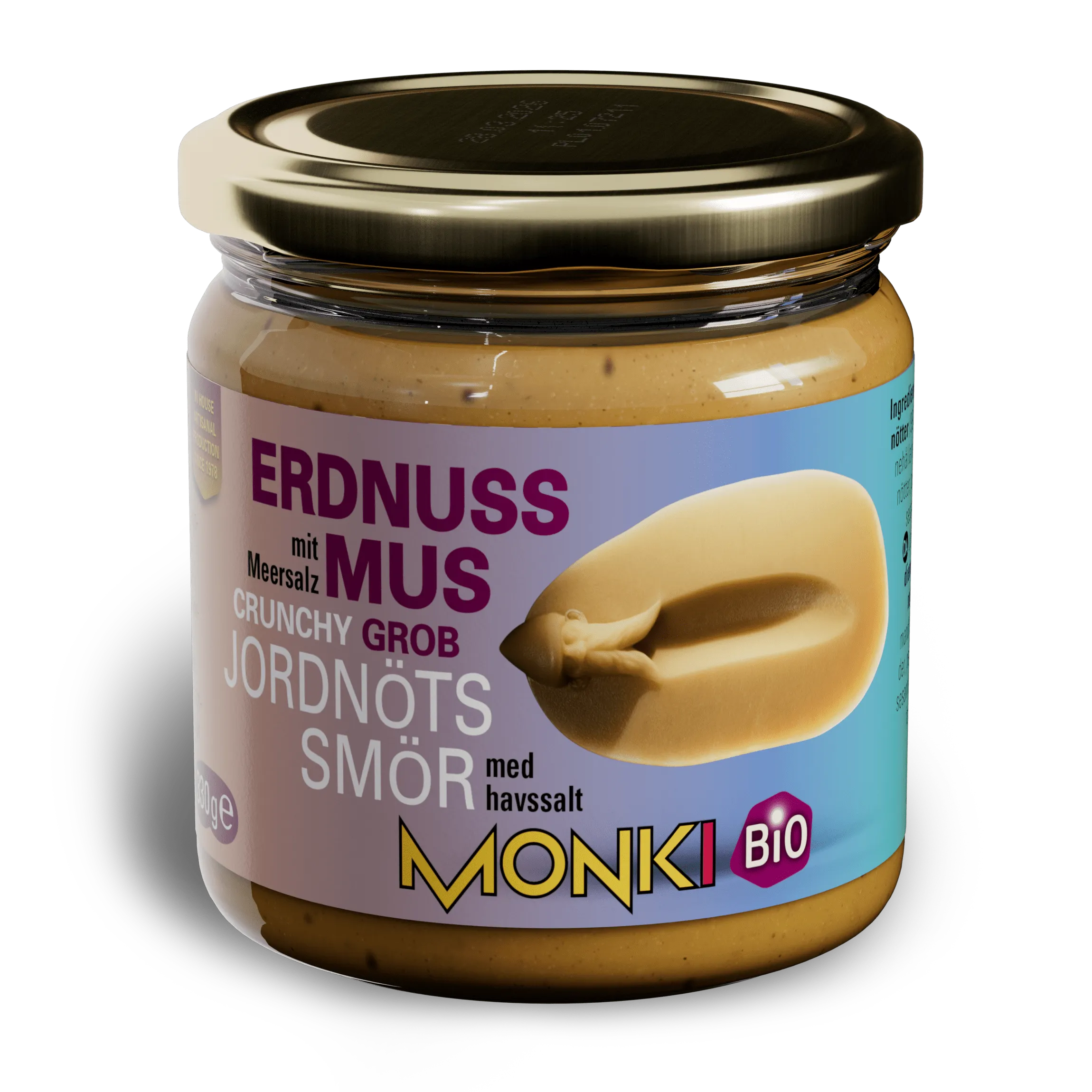 MONKI BIO Peanutbutter crunchy label