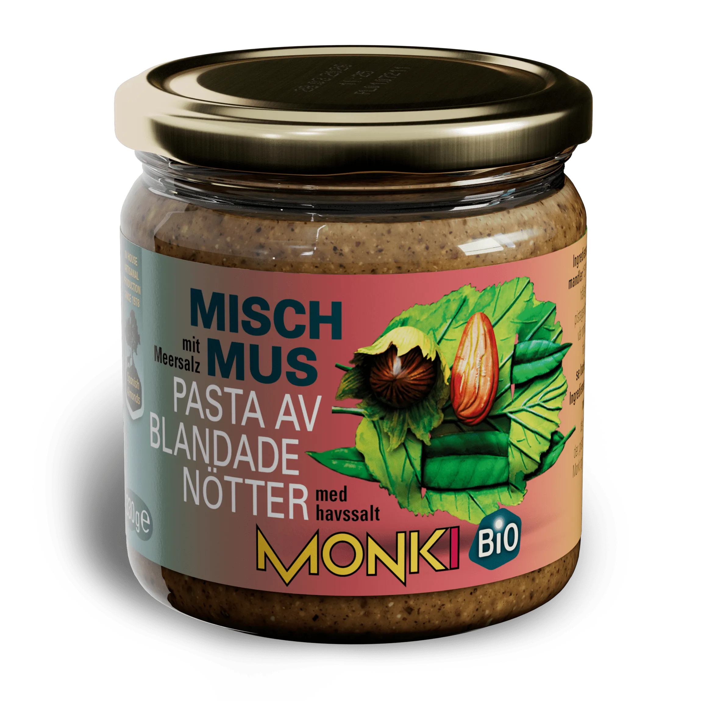 MONKI BIO Mixed nut butter label