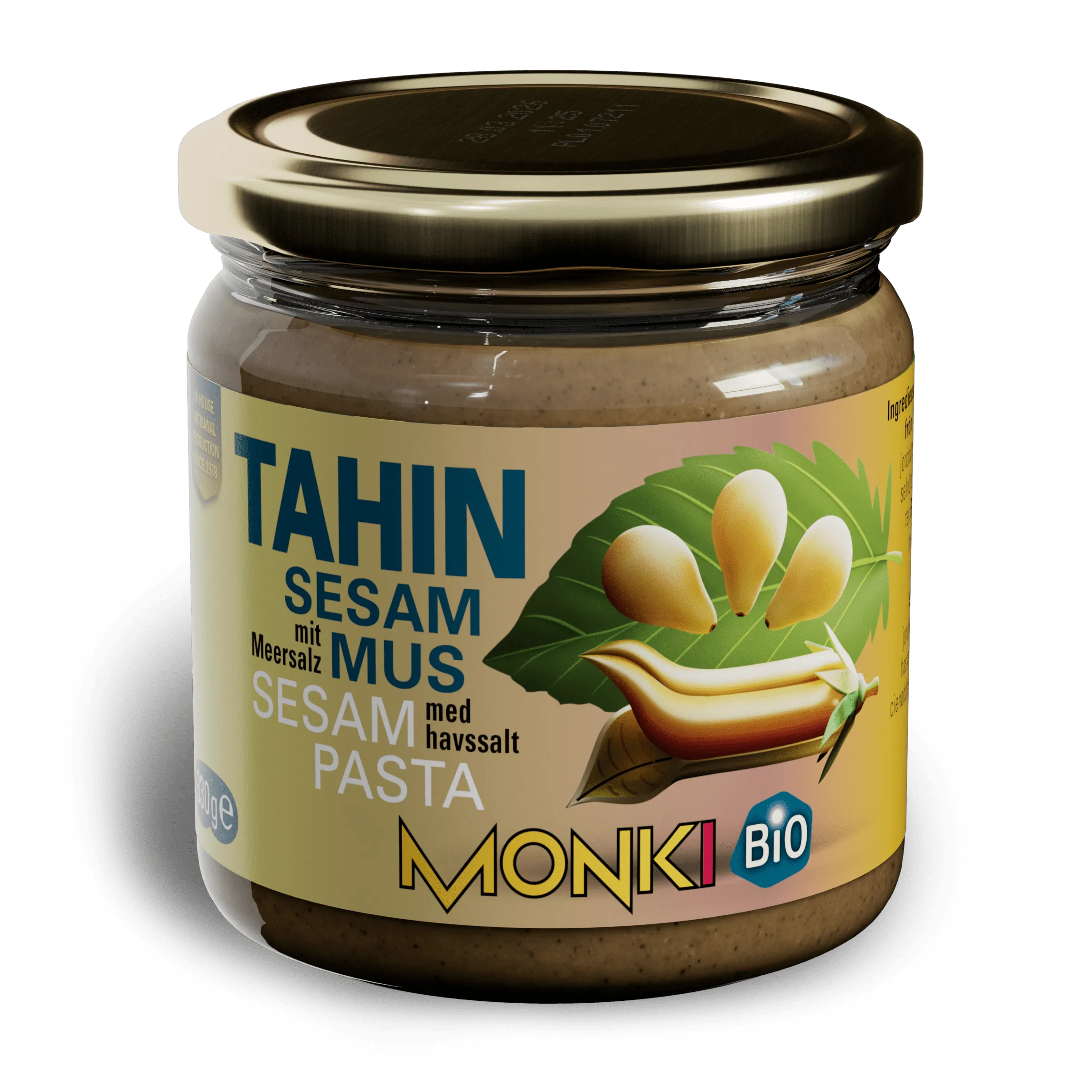 MONKI BIO Tahini with seasalt label