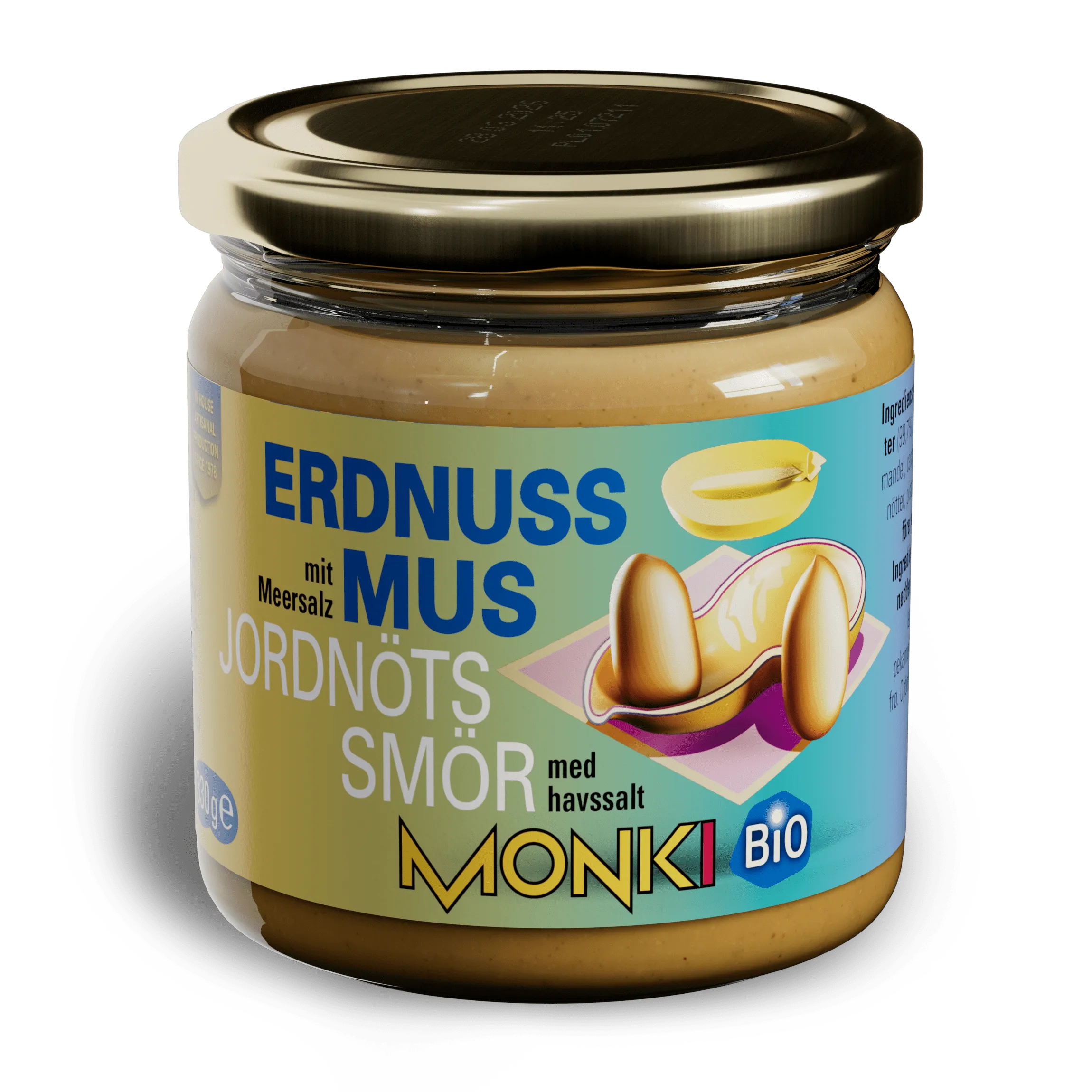 MONKI BIO Peanutbutter with seasalt label